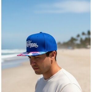 SNCO Beachwear Las Vegas Hawaiian Blue‎ Tropical Floral Men's Cap Snap back Hat